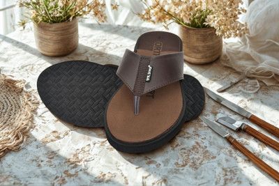 DR STTEP Men Orthopedic Slippers for Men Comfort Fit Soft Cushion Lightweight Flip Flops(Brown , 7)