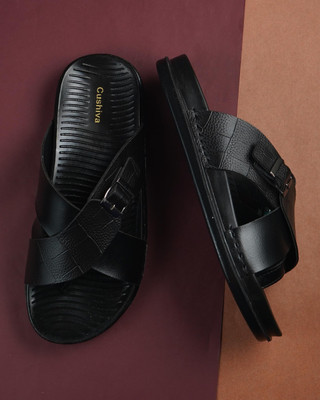 Cushiva Men Slippers(Black , 8)