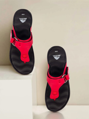 Adda Women Flip Flops(Red, Black , 4)