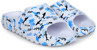 LNT FASHION Men Slides(Blue, White , 8)