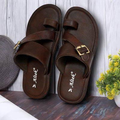 Altek Men Flip Flops(Brown , 8)