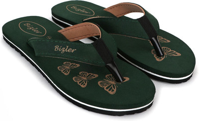 BIZLER Women Soft Ortho Slippers | Lightweight, Non-Slip & Stylish Daily Wear Flip Flops(Green , 7)