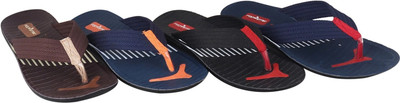 FOOTSTAIR Men Set of 4 Men's Pu Slipper/Chappal Flip Flops(Multicolor , 7)