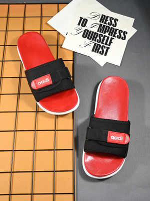 aadi Men Men's Red Synthetic Leather Daily Casual Slider Slides(Multicolor , 8)