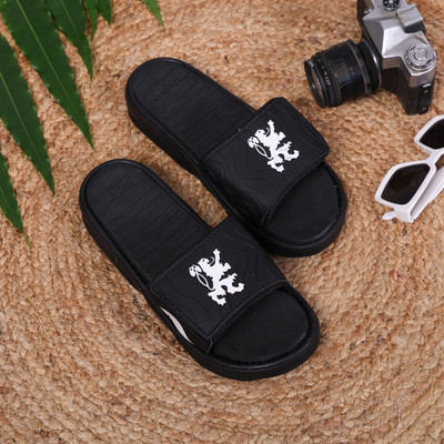 STYLE HEIGHT Men Slides(Black , 8)