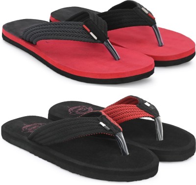 Magnolia Men Flip Flops(Black, Red , 10)