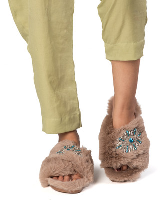 RETTROSE Women Slides(Beige , 3)