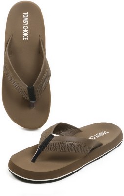 TOMSY CHOICE Men Flip Flops(Tan , 6)