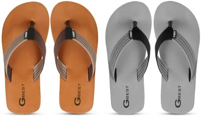 G Best Men Flip Flops(Green, Brown , 6)