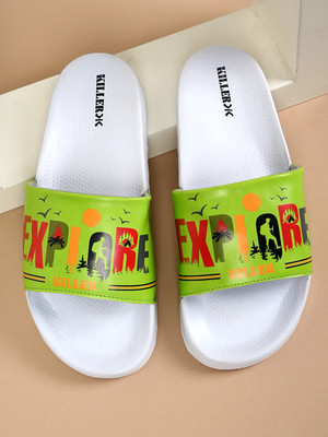 KILLER Men Slides(Green, White , 9)