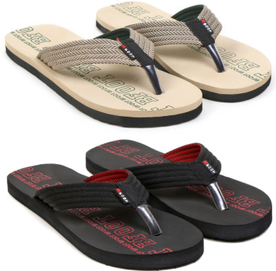 BFOOT Men Men's Stylish Treding Light Weight Comfortable Flip Flops combo Pack Of 2 pairs Flip Flops(Multicolor , 6)