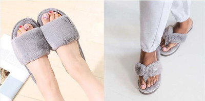 Sale YUG Women Flip Flops(Grey, Grey , 7)