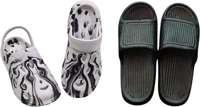BLIBBERS Men Slides(Off White, Black , 9)