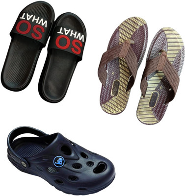 BLIBBERS Men Slippers(Black, Brown, Blue , 9)