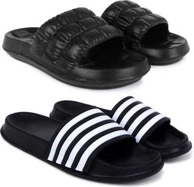 KAPYANSH Men Slides(Black, Black , 8)