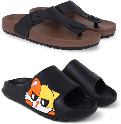 Pampy Angel Men Slippers(Brown, Black , 7)