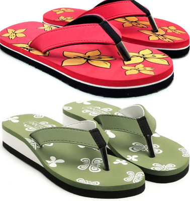 VAHMAH Women Slippers(Red, Green , 7)