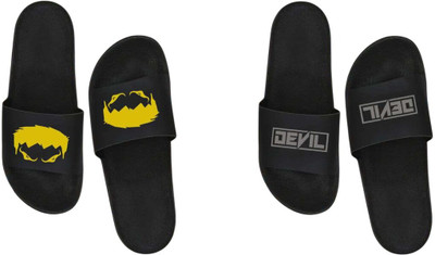 nvisan Men Slides(Grey, Yellow , 10)
