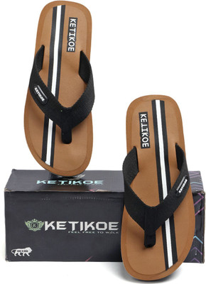 KETIKOE Men Flip Flops(Tan , 6)