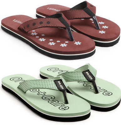 VAHMAH Women Slippers(Maroon, Green , 7)