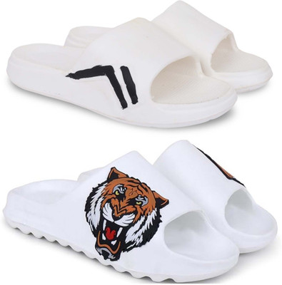 KAPYANSH Men Slides(White, White , 7)