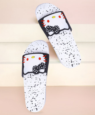 Monoction Women premium Quality New look girls flip flops slides form women Slides(White , 4)