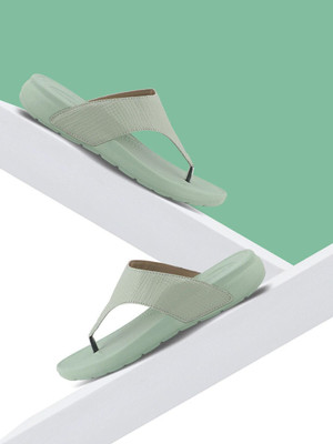 WELCOME Women Lightweight with Arch Support Durable Anti-Skid & Stylish Dailywear| Flip Flops(Green , 7)