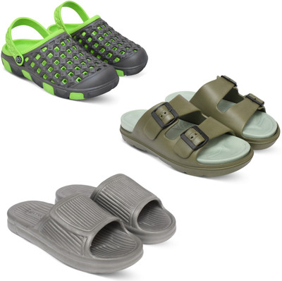 Acorn Men Slides(Green, Olive, Grey , 8)