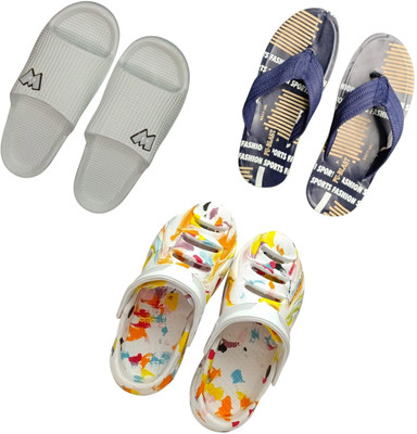 BLIBBERS Men Slippers(Grey, Blue, Multicolor , 6)