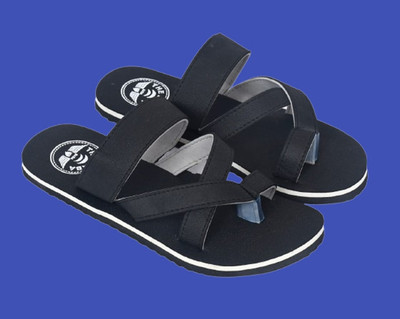 THE BABA Men Flip Flops(Black , 9)
