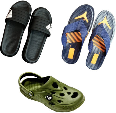 BLIBBERS Men Slippers(Black, Blue, Green , 9)
