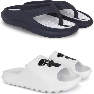 Pampy Angel Men Slippers(Black, White , 6)