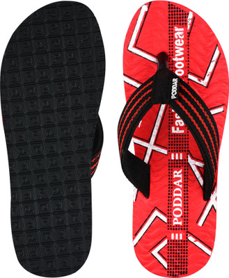 PODDAR Men Slippers(Red , 7)