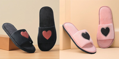 Y key Women Flip Flops(Black, Pink , 5)