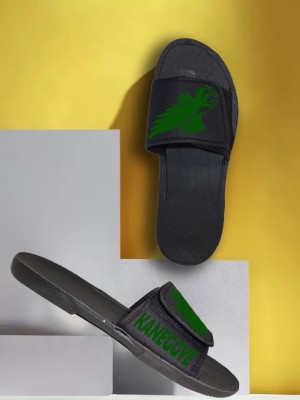 KANEGGYE Men Slides(Green, Black , 7)