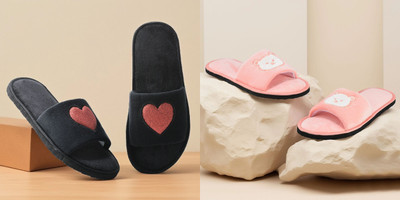 Y key Women Flip Flops(Pink, Black , 7)
