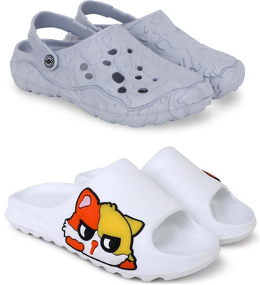 Pampy Angel Men Slippers(Grey, White , 6)