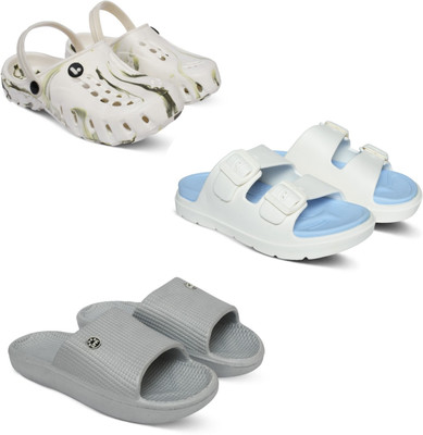 Acorn Men Slides(White, Blue, Silver , 6)