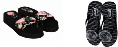 BOOMBEAUTY Women Flip Flops(Multicolor , 7)