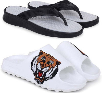 Pampy Angel Men Slippers(Grey, White , 8)
