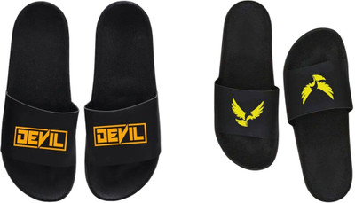 nvisan Men Slides(Yellow, Orange, Black , 8)