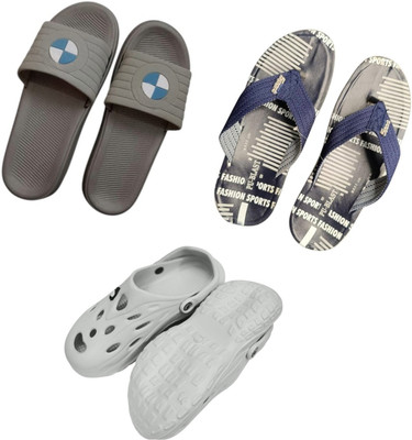 BLIBBERS Men Slippers(Grey, Blue, White , 6)