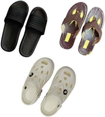 BLIBBERS Men Slippers(Black, Brown, White , 9)