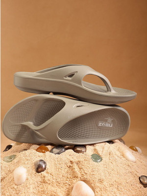 Neoz Men Levirex Lightweight with Arch Support Durable Anti-Skid & Stylish Dailywear| Flip Flops(Khaki , 8)