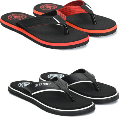 Stepsoft Men Slippers(Red, Black , 6)