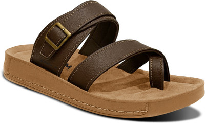 Aircum Men Flip Flops(Brown , 8)