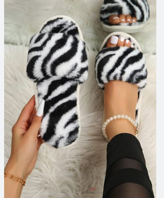 Sale YUG Women Flip Flops(Black, White , 5)