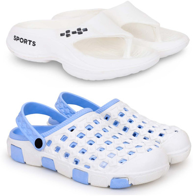Kapani Fashion Men Slippers(White, Blue , 7)