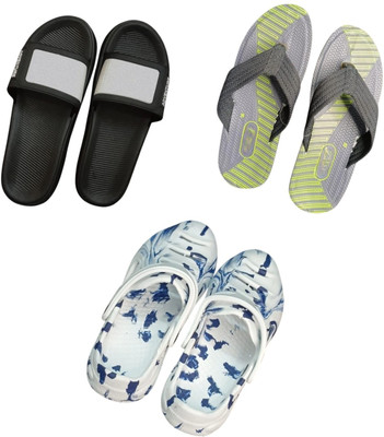 BLIBBERS Men Slippers(Black, Grey, Multicolor , 6)