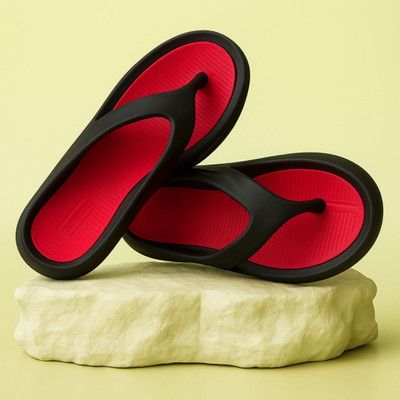 CIBEK Men Flip Flops(Red , 9)